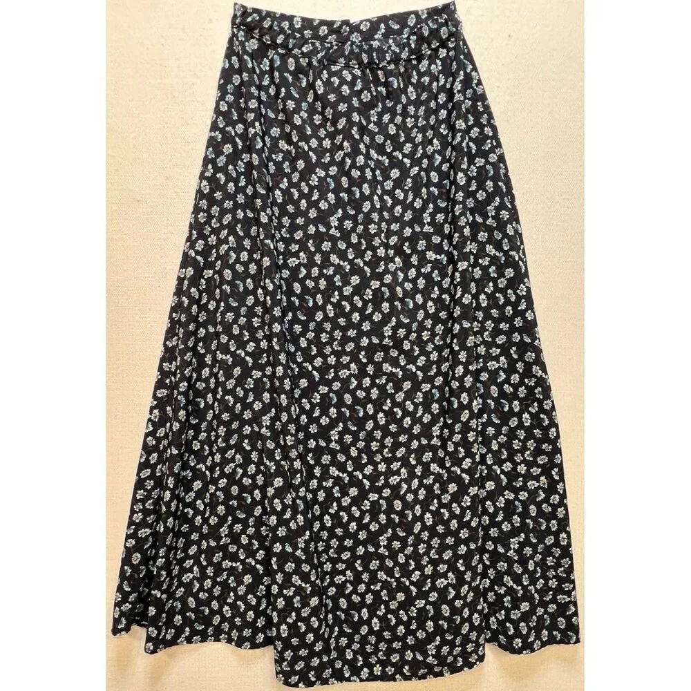 Sostanza Women's Coastal Midi Skirt Size Small Navy White Floral - Picture 2 of 9